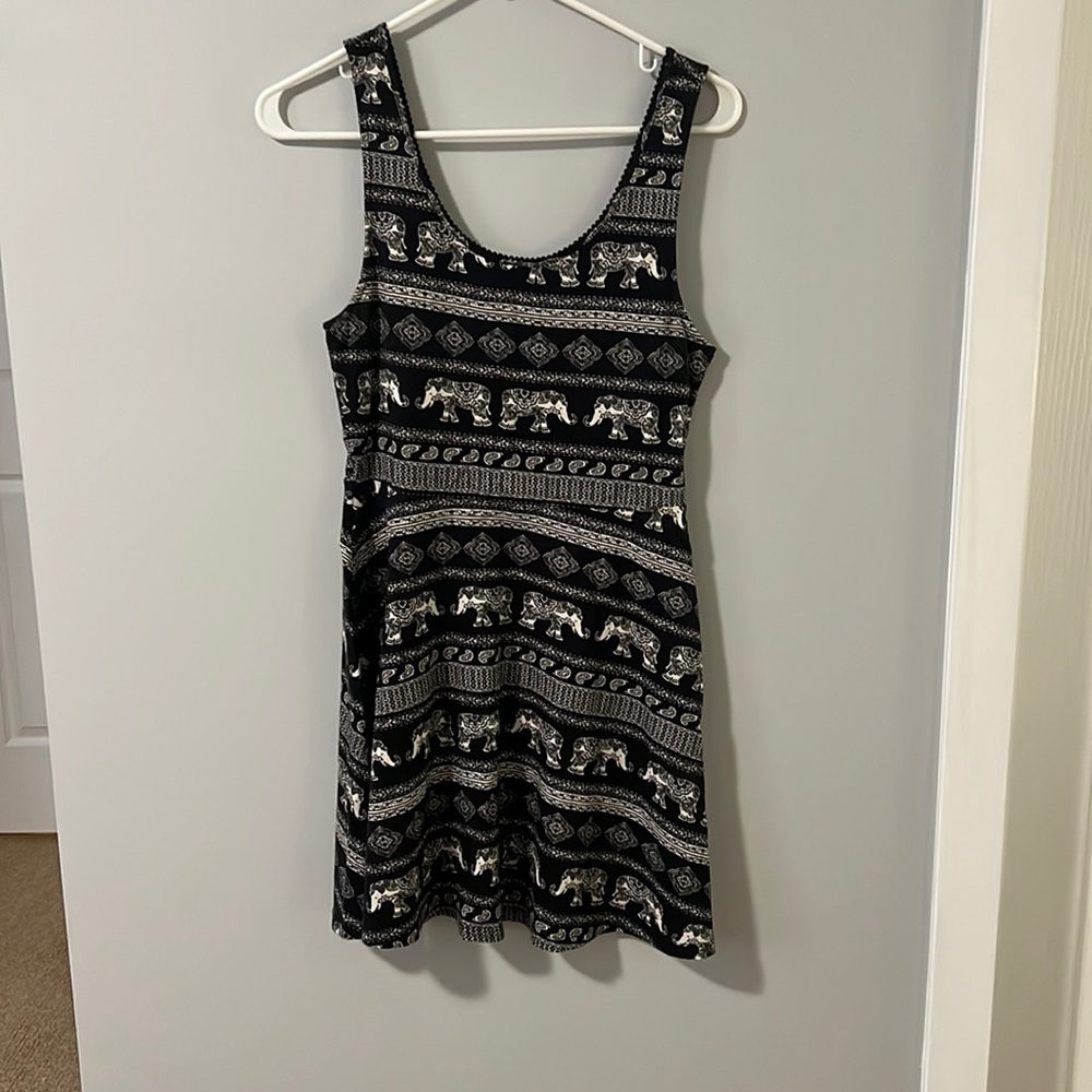 Cute black and white dress with elephant print.